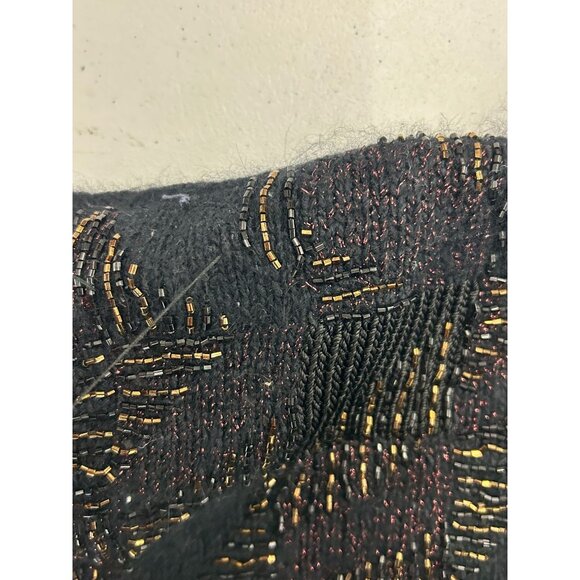 VTG IB Diffusion Black Knit Sweater Womens Small Dress Metallic Geometric Design - Picture 10 of 12